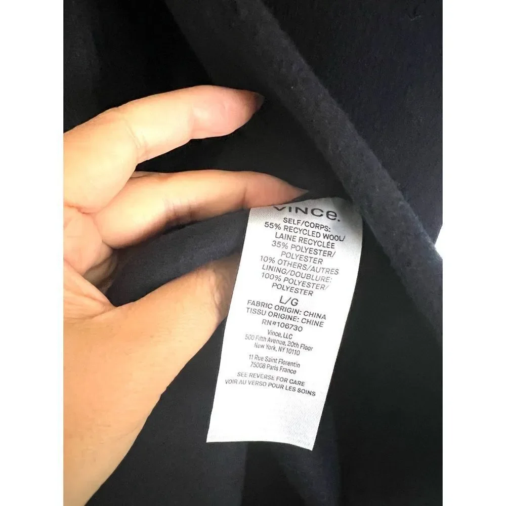 Vince single-breasted fitted wool blend coat Navy